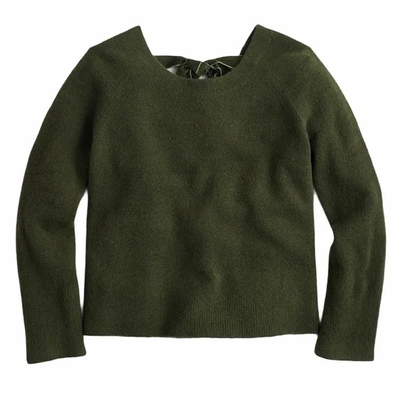 J. Crew Sweaters - J.Crew Olive Green V-Back Sweater with Velvet Tie